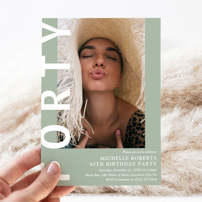Photo moderne FORTY 40th Birthday Party Invitation (Créateur téléchargé)