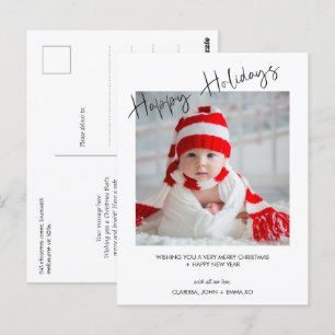 Photo moderne Happy Holidays Carte postale de Noël
