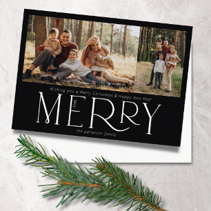 Photo moderne Joyeux noir blanc carte de vacances