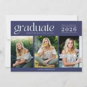 Photo moderne Marine Bleu Lycée Graduation