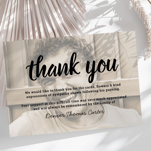 Photo moderne Merci funéraire Carte de sympathie (Créateur téléchargé)