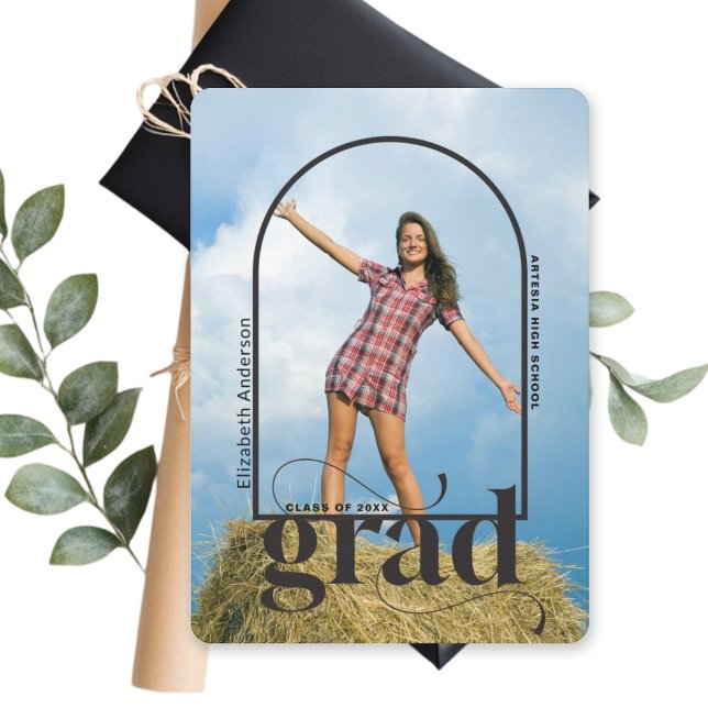 Photo moderne noir GRAD Arch Faire-part diplômée (Créateur téléchargé)