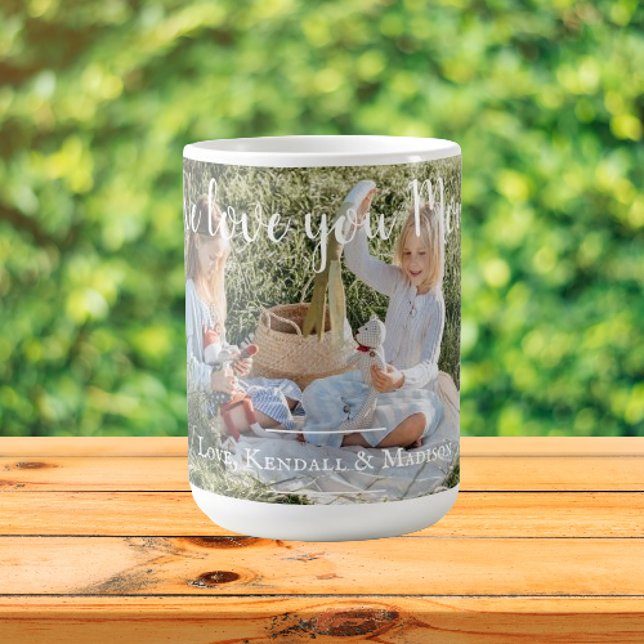 Photo moderne Nous t'aimons Maman Café Mug (Modern Photo We Love You Mom Personalized Coffee Mug)