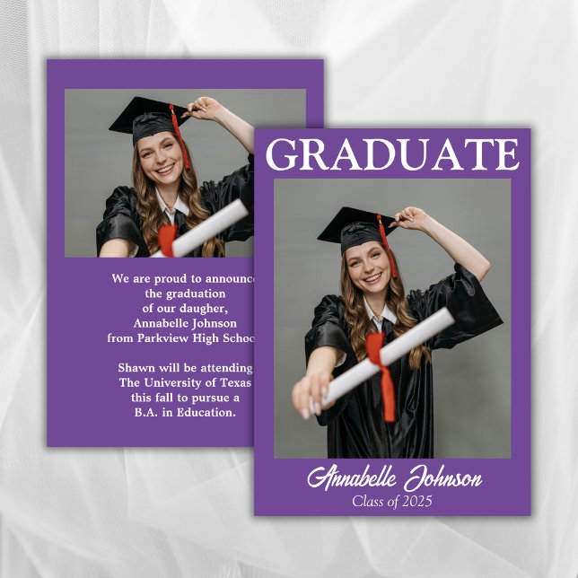 Photo moderne Purple Faire-part de graduation (Créateur téléchargé)