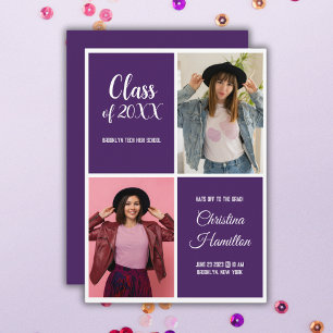 Photo moderne Purple Graduation Invitation