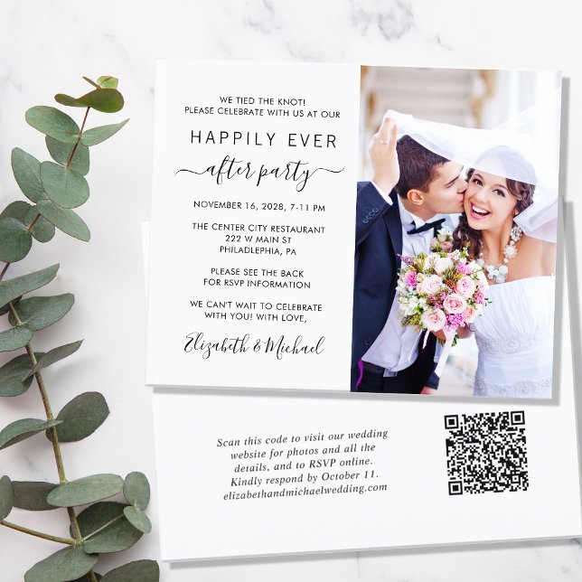 Photo moderne QR Code Mariage Réception Invitation (Créateur téléchargé)