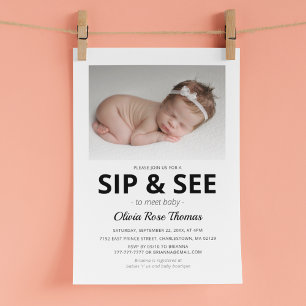 Photo Moderne Sip Et Voir Invitation De Fête