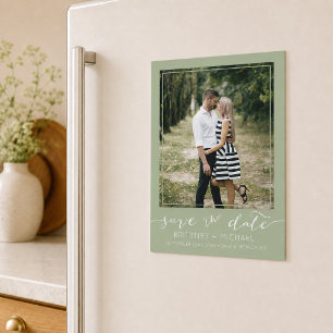 Photo Moderne Vert Sauge Simple Save the Date