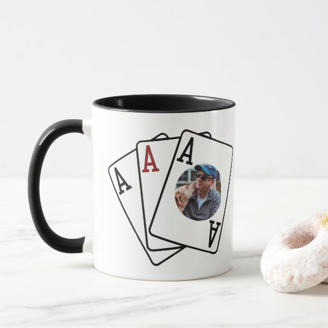 Photo Mug avec trois as : Fête des pères idée cade (Avec donut)