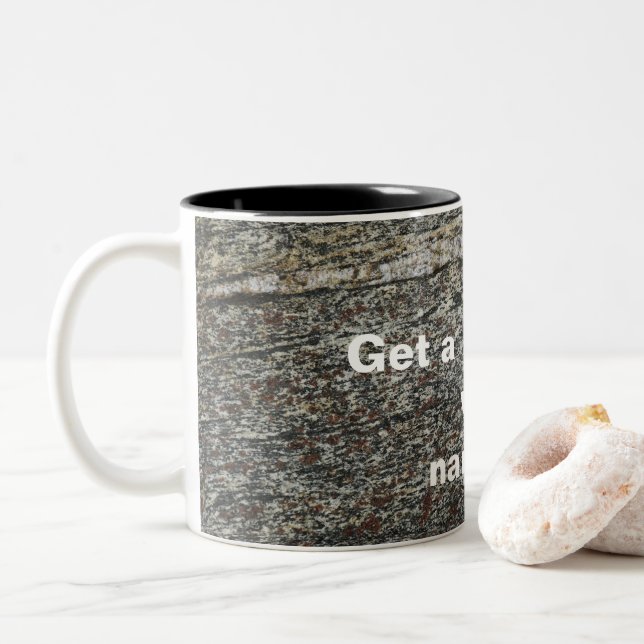 Photo mug texturée en pierre naturelle |Mug à deux (Avec donut)