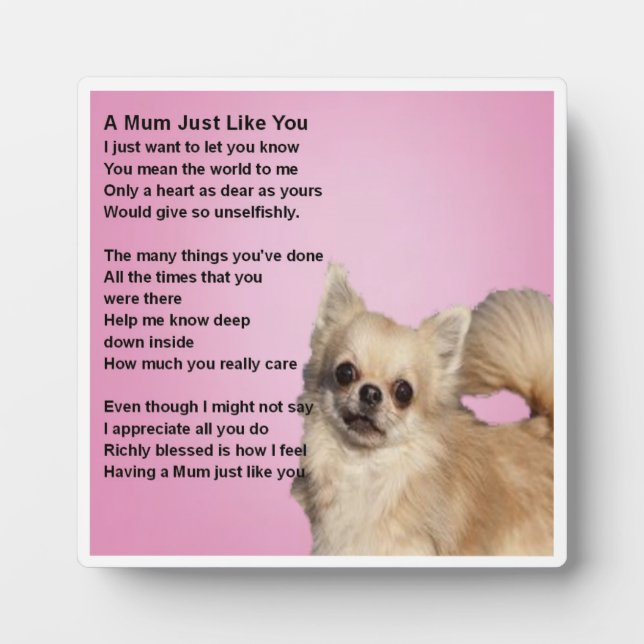 Photo Mum Poem Plaque  -  Chihuahua Design (Devant)