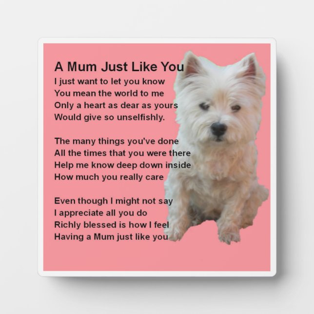 Photo Mum Poem Plaque - West Highland Terrier Design (Devant)