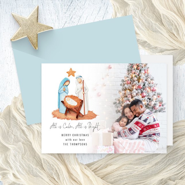 Photo Nativité Tout est calme Joyeux Noël (Front and back view)