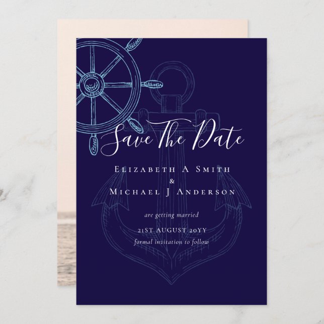 PHOTO Nautique Enregistrer Dates Moderne Ocean Bea (Devant / Derrière)