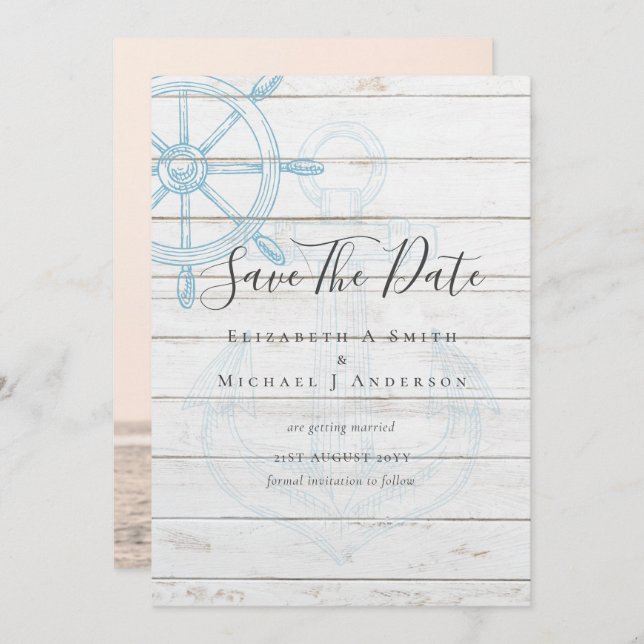 PHOTO Nautique Enregistrer Dates Moderne Ocean Bea (Devant / Derrière)