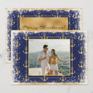 Photo Nautique Gold Blue Noël carte Noël