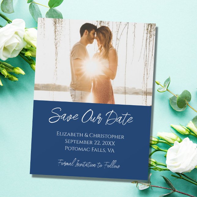 Photo Navy Blanc Mariage Save the Date Magnet (Créateur téléchargé)