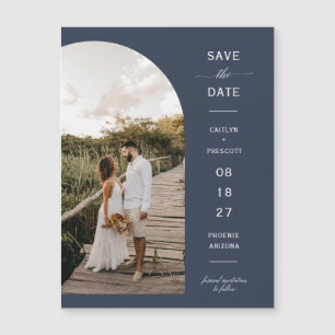 Photo Navy Blue Arch Enregistrer la date Carte mag