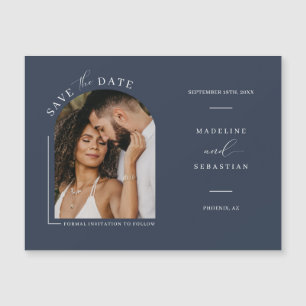 Photo Navy Blue Arch Enregistrer la date Carte mag