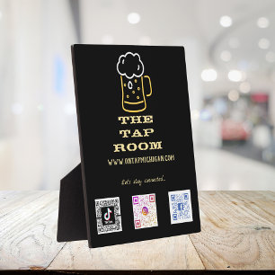 Photo Neon Beer Mug Social Media QR Codes Plaque