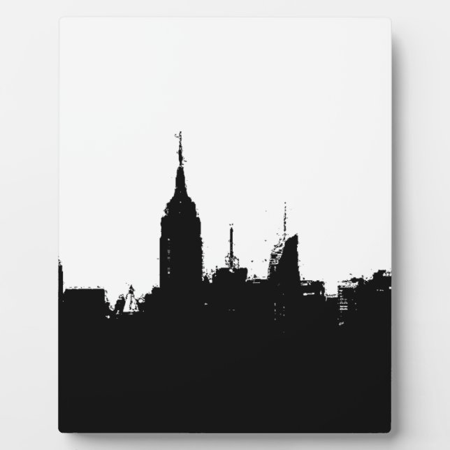 Photo Noir Blanc New York Skyline Silhouette Plaque (Devant)