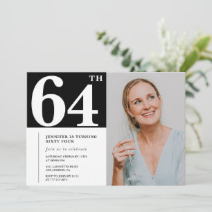 Photo noir et blanc Invitations à 64e anniversaire