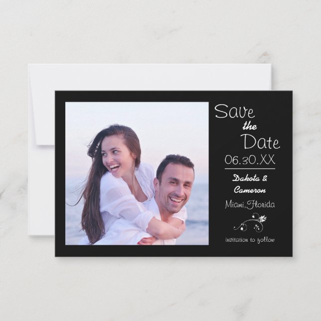 Photo noir horizontal - 3x5 Save the Date (Devant)