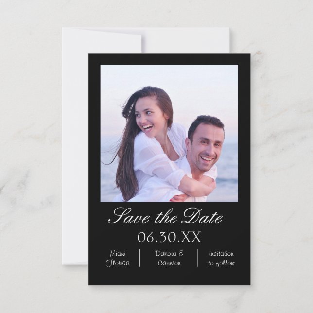 Photo Noir Vertical - 3x5 Save the Date (Devant)