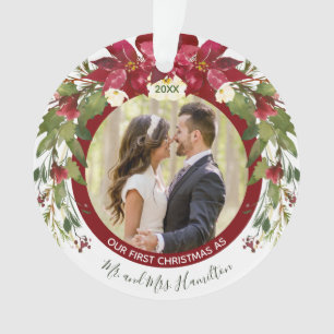 Photo Notre 1er Noël M. Mme Poinsettia Floral