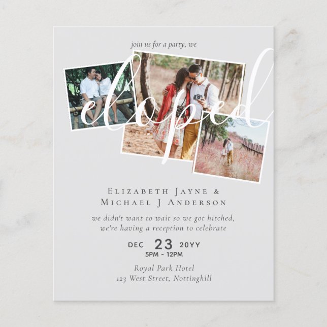 PHOTO Nous Avons Elopé Faire-part Réception Party (Devant)