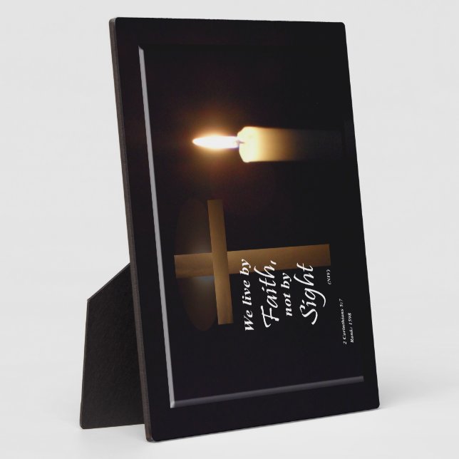 Photo Nous Vivons Par La Foi Bible Verse Plaque (Côté)