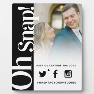 Photo Oh snap hashtag mariage simple gras plaque texte