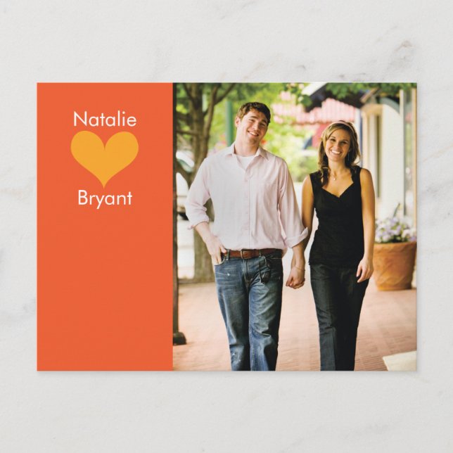 Photo Orange Heart Enregistrer la date Carte posta (Devant)