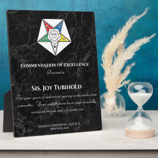 Photo Order of the Eastern Star Award Plaque