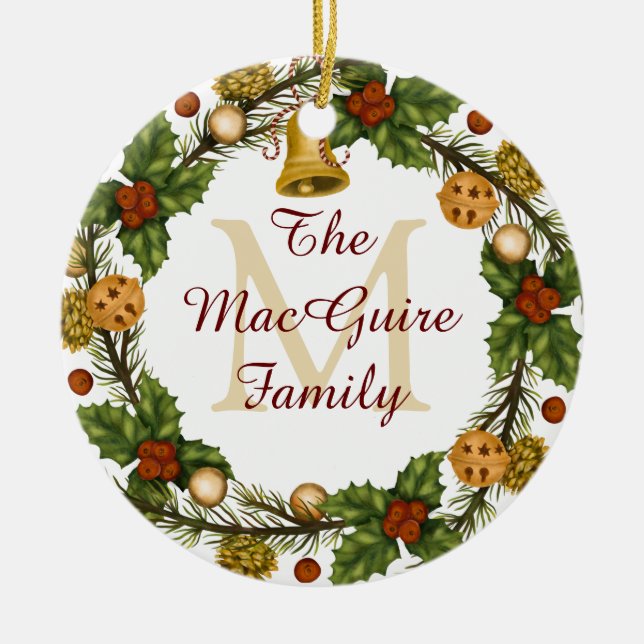 Photo ornement de Noël Monogramme de couronne Vint (Devant)