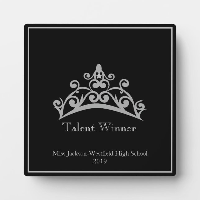 Photo Pageant Silver Tiara Crown Talent Plaque (Devant)