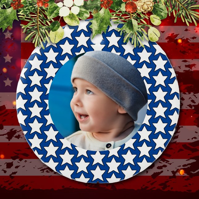 Photo patriotique Premier ornement de Noël du bébé (Créateur téléchargé)