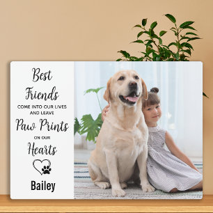 Photo Paw Prints on our Hearts Pet Dog Memorial plaque