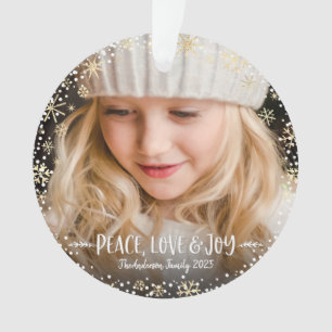 Photo Peace Love Joy Gold Snowflake Chic Christmas