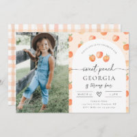 Photo Peach Anniversaire Invitation | Poche douce