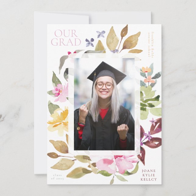 Photo Peint Florals School Graduate Faire-part (Devant)