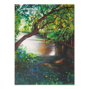 Photo Peinture du paysage rivière Michigan Impression