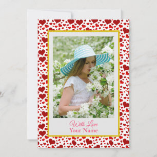 Photo personnalisé avec des cœurs d'amour roses