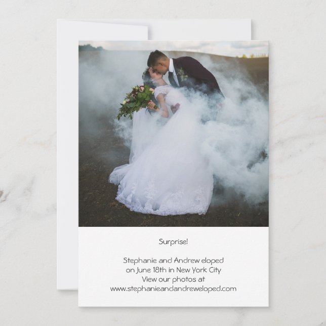 Photo Personnalisé Mariage Elopement Faire-part (Devant)