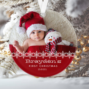 Photo personnalisé Rouge Blanc Premier Noël de béb