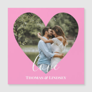 Photo personnalisée Cadre Coeur Rose Calligraphie