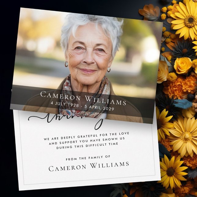 Photo personnalisée carte de remerciements de deui (Custom photo sympathy bereavement thank you card)