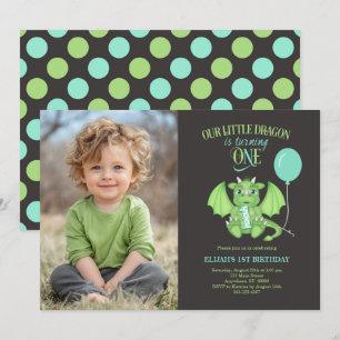 Photo personnalisée Cute Dragon 1er Invitation ann