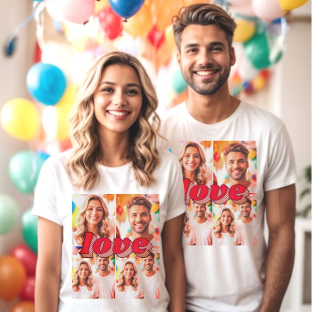 Photo personnalisée d'amour filtrée x4 T-shirt (Love typography custom photo tee)