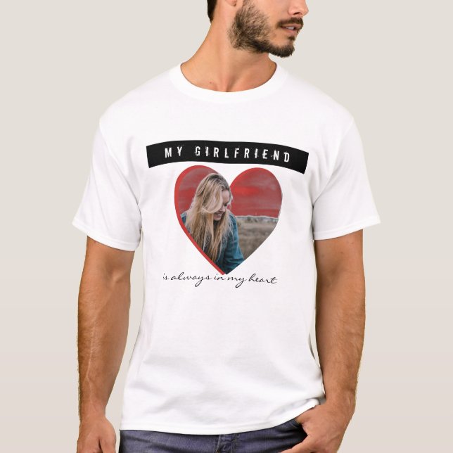 Photo personnalisée en forme de coeur T-shirt (Devant)